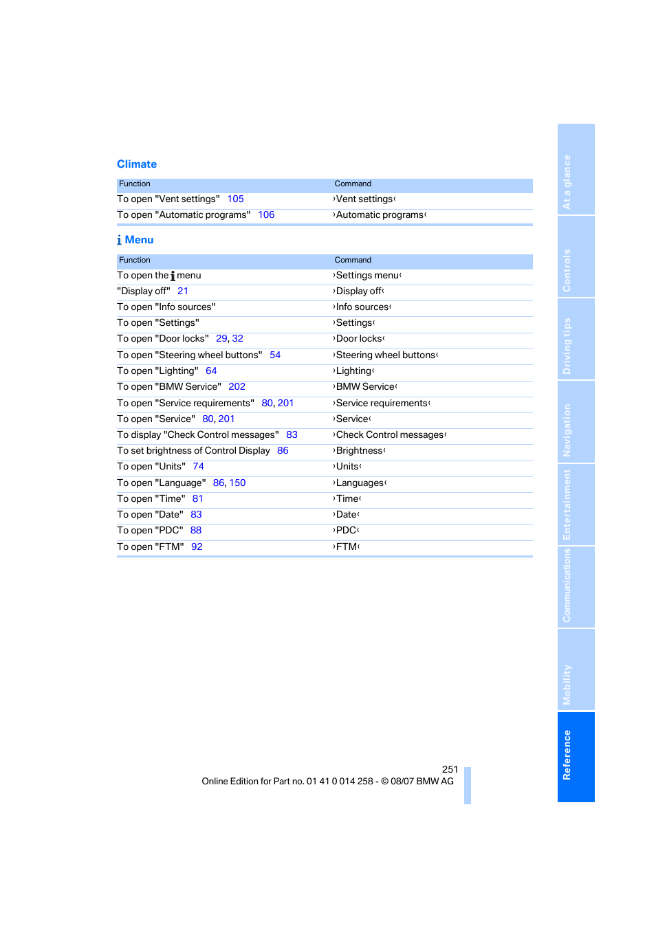 BMW 335i Convertible 2008 User Manual | Page 253 / 272