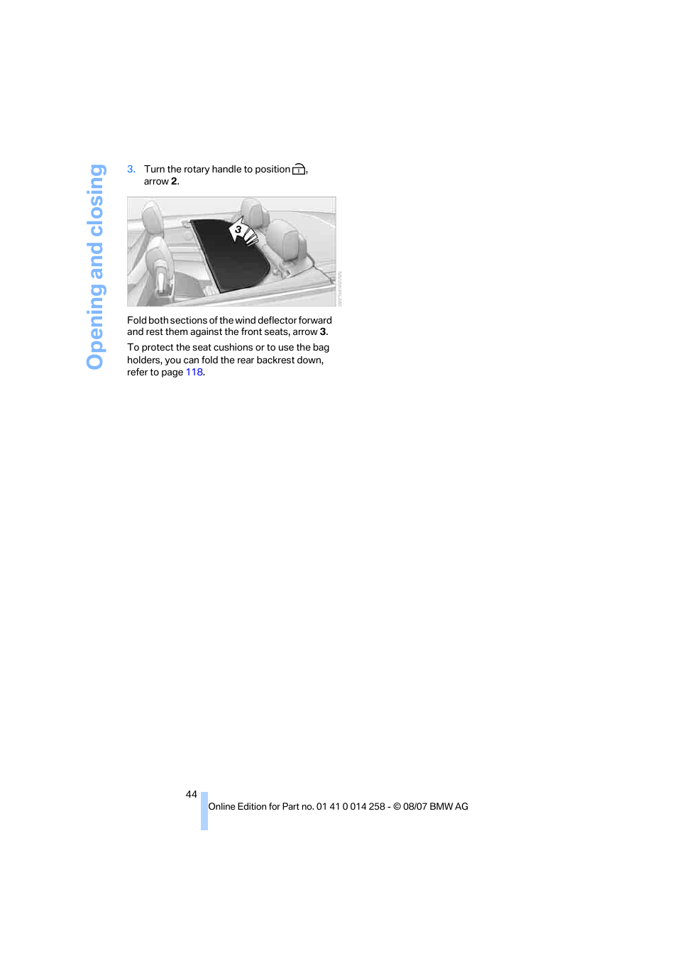 Opening and closing | BMW 335i Convertible 2008 User Manual | Page 46 / 272