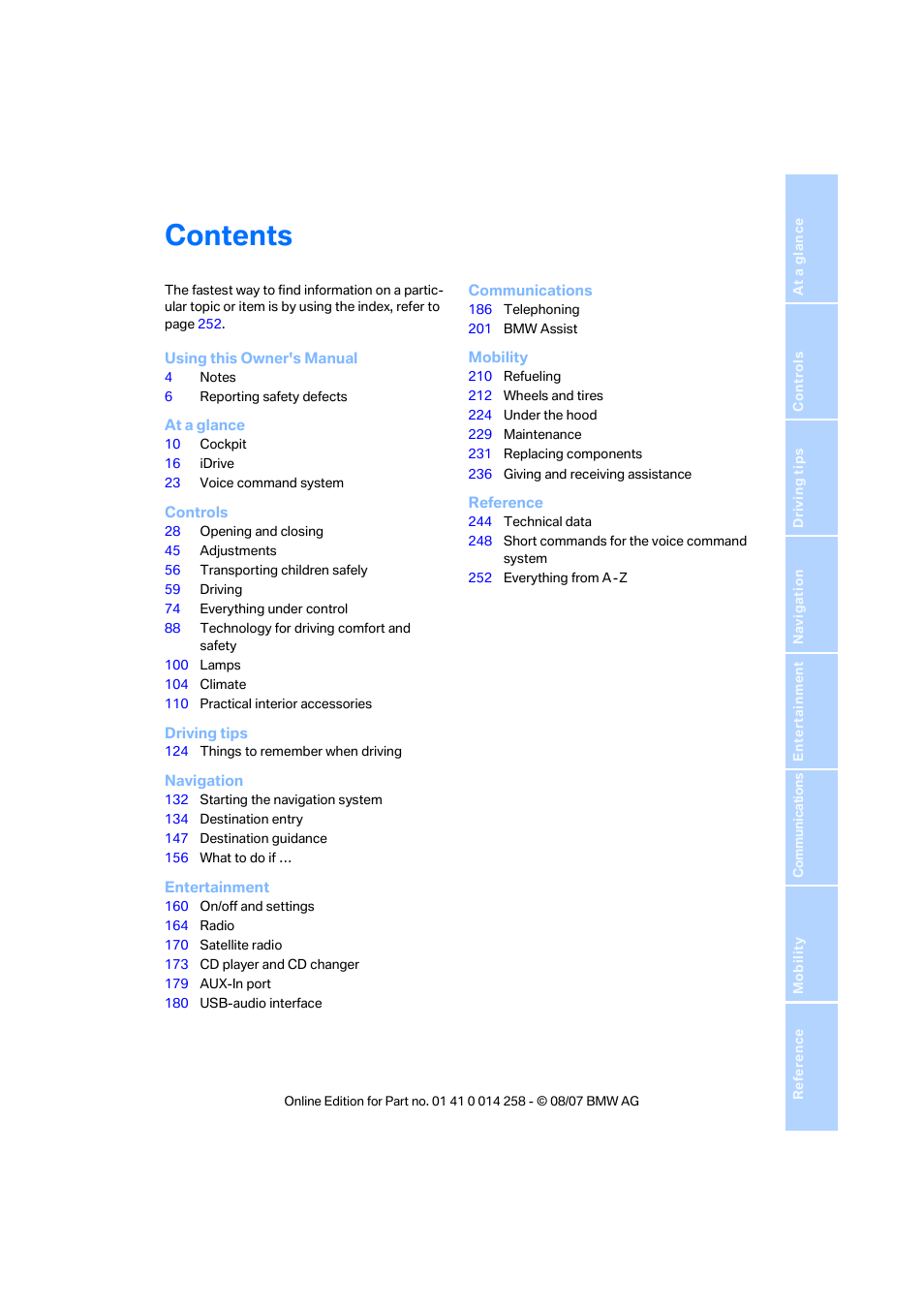 BMW 335i Convertible 2008 User Manual | Page 5 / 272