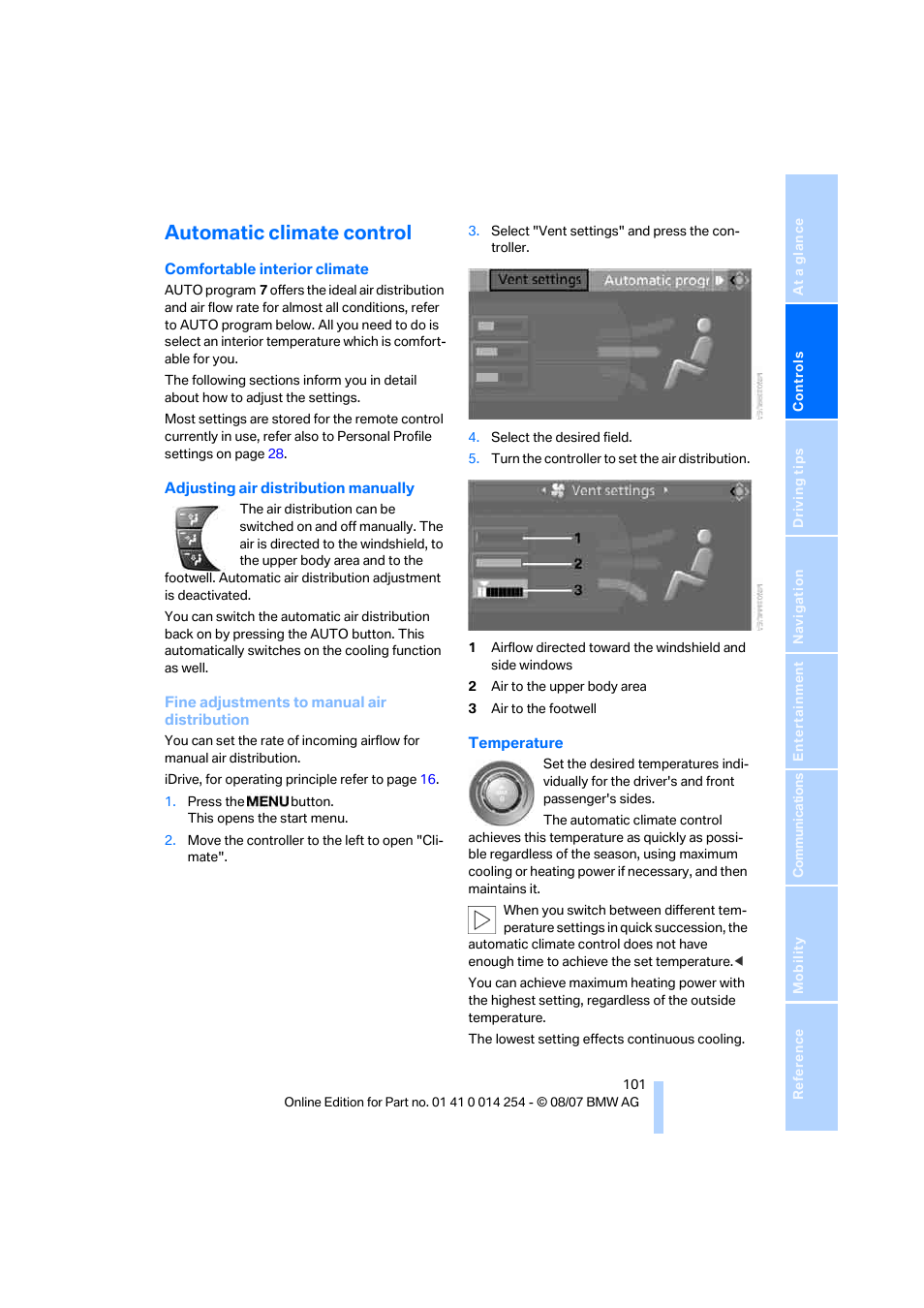 Automatic climate control | BMW 328xi Sports Wagon 2008 User Manual | Page 103 / 274