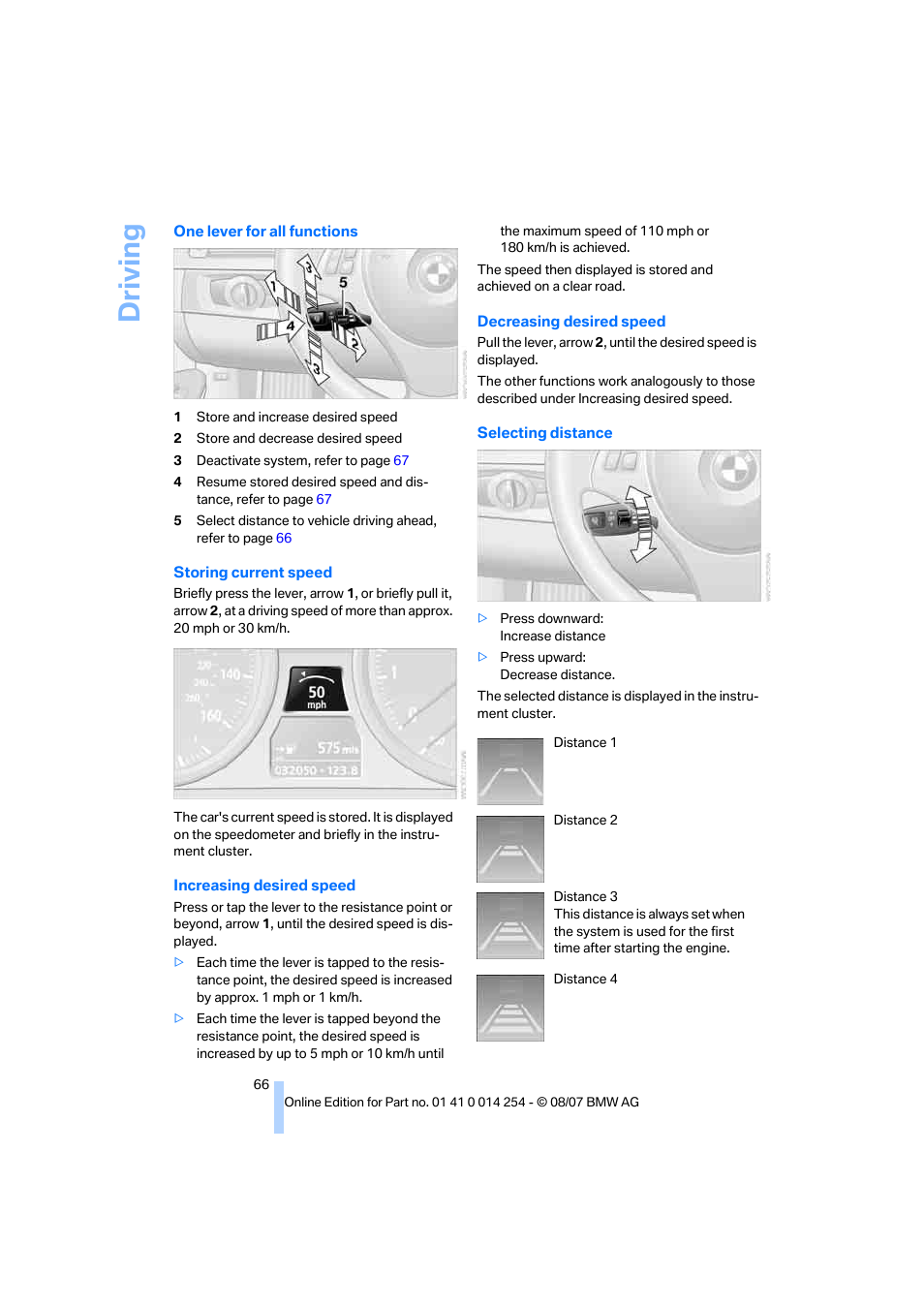 Driving | BMW 328xi Sports Wagon 2008 User Manual | Page 68 / 274