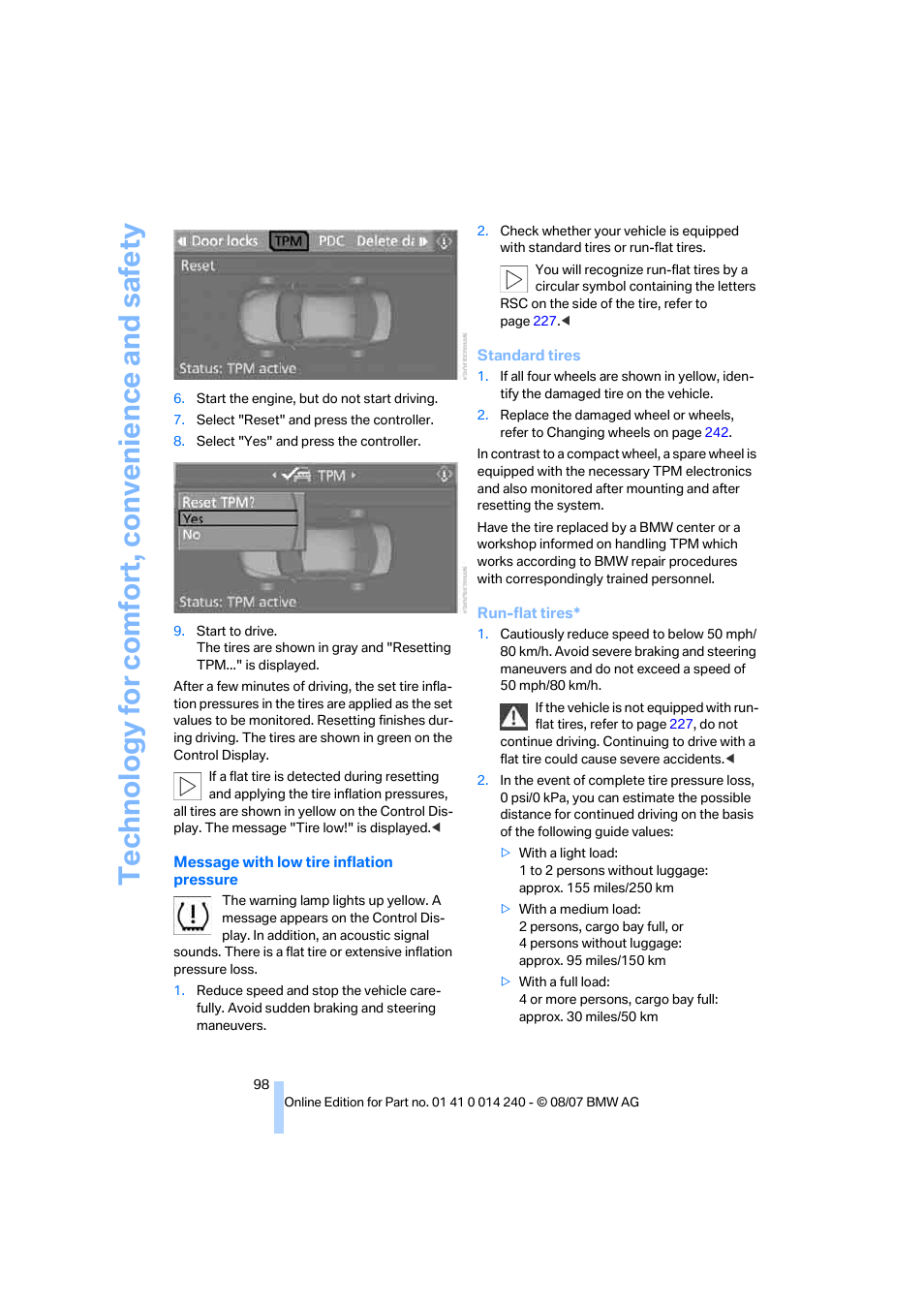 BMW 550i Sedan 2008 User Manual | Page 100 / 288