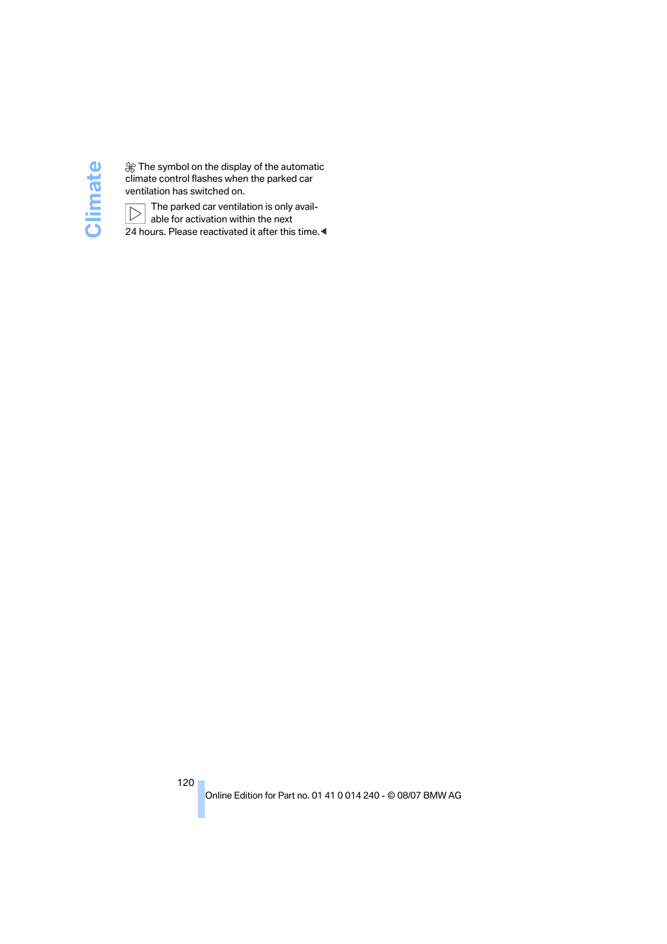 Climate | BMW 550i Sedan 2008 User Manual | Page 122 / 288