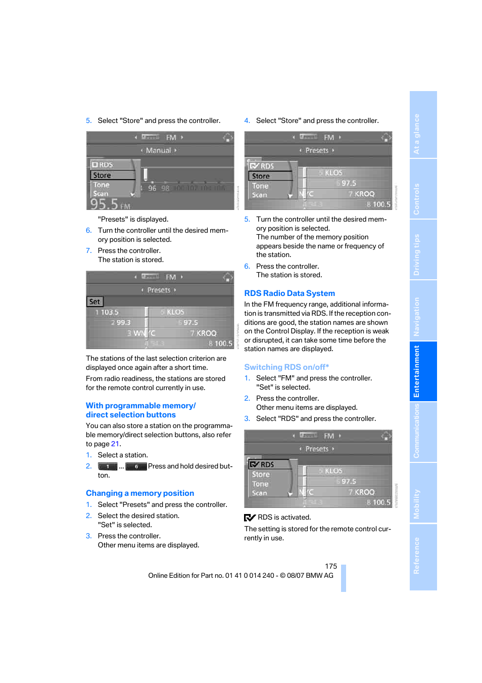 BMW 550i Sedan 2008 User Manual | Page 177 / 288