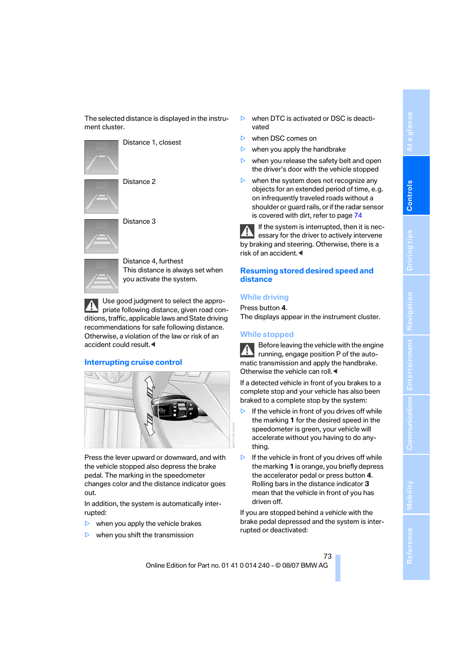 BMW 550i Sedan 2008 User Manual | Page 75 / 288