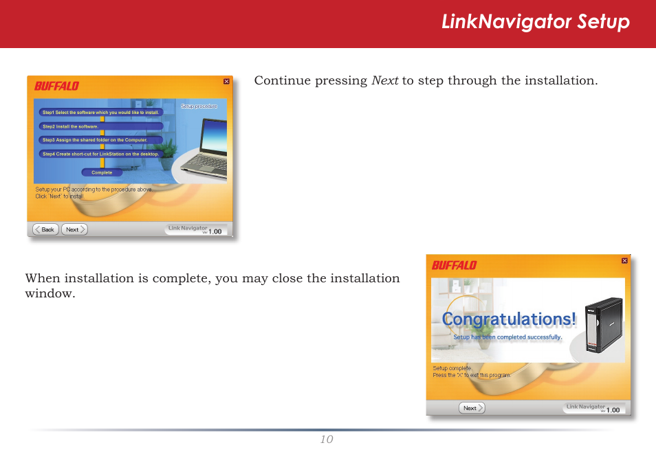 Linknavigator setup | Buffalo Technology TeraNavigator none User Manual | Page 10 / 58