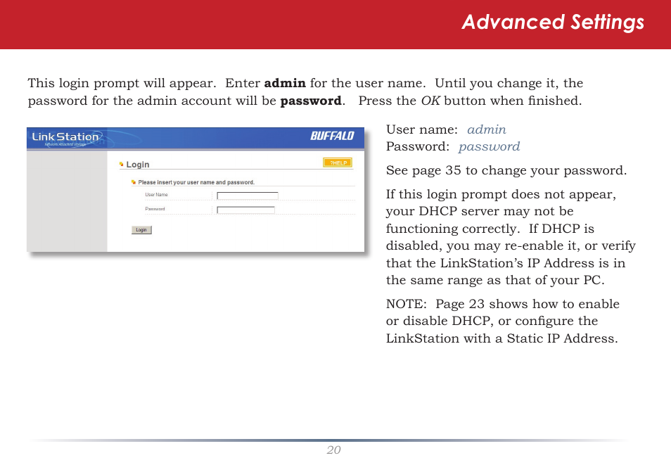 Advanced settings | Buffalo Technology TeraNavigator none User Manual | Page 20 / 58