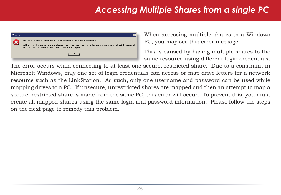 Accessing multiple shares from a single pc | Buffalo Technology TeraNavigator none User Manual | Page 36 / 58