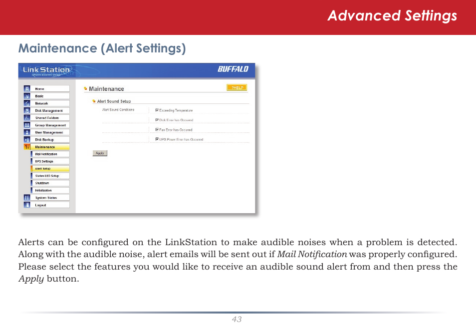 Advanced settings | Buffalo Technology TeraNavigator none User Manual | Page 43 / 58
