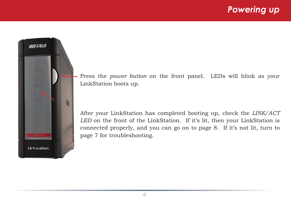 Powering up | Buffalo Technology TeraNavigator none User Manual | Page 6 / 58