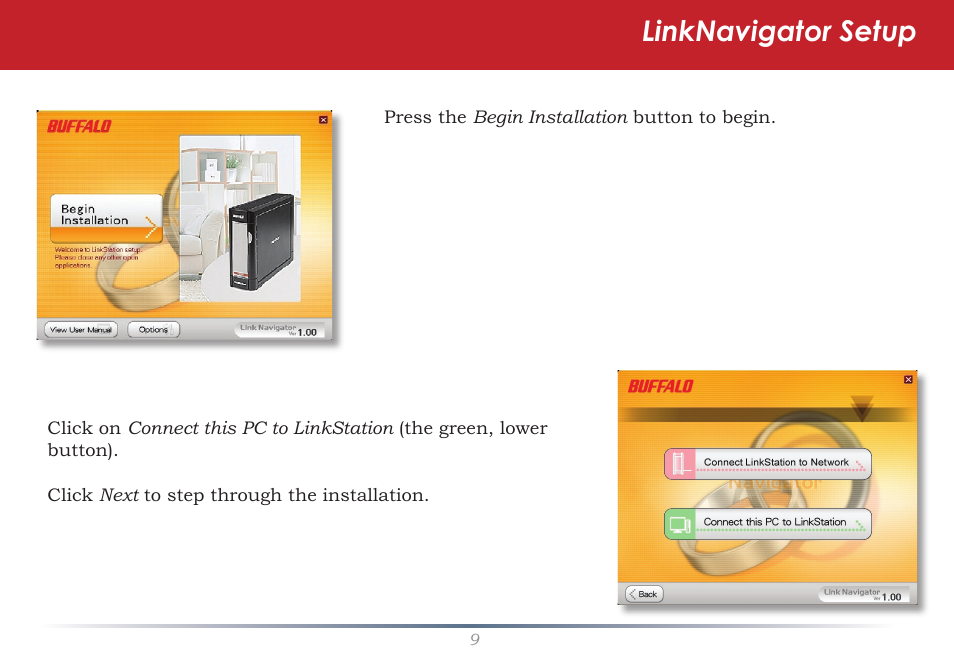 Linknavigator setup | Buffalo Technology TeraNavigator none User Manual | Page 9 / 58