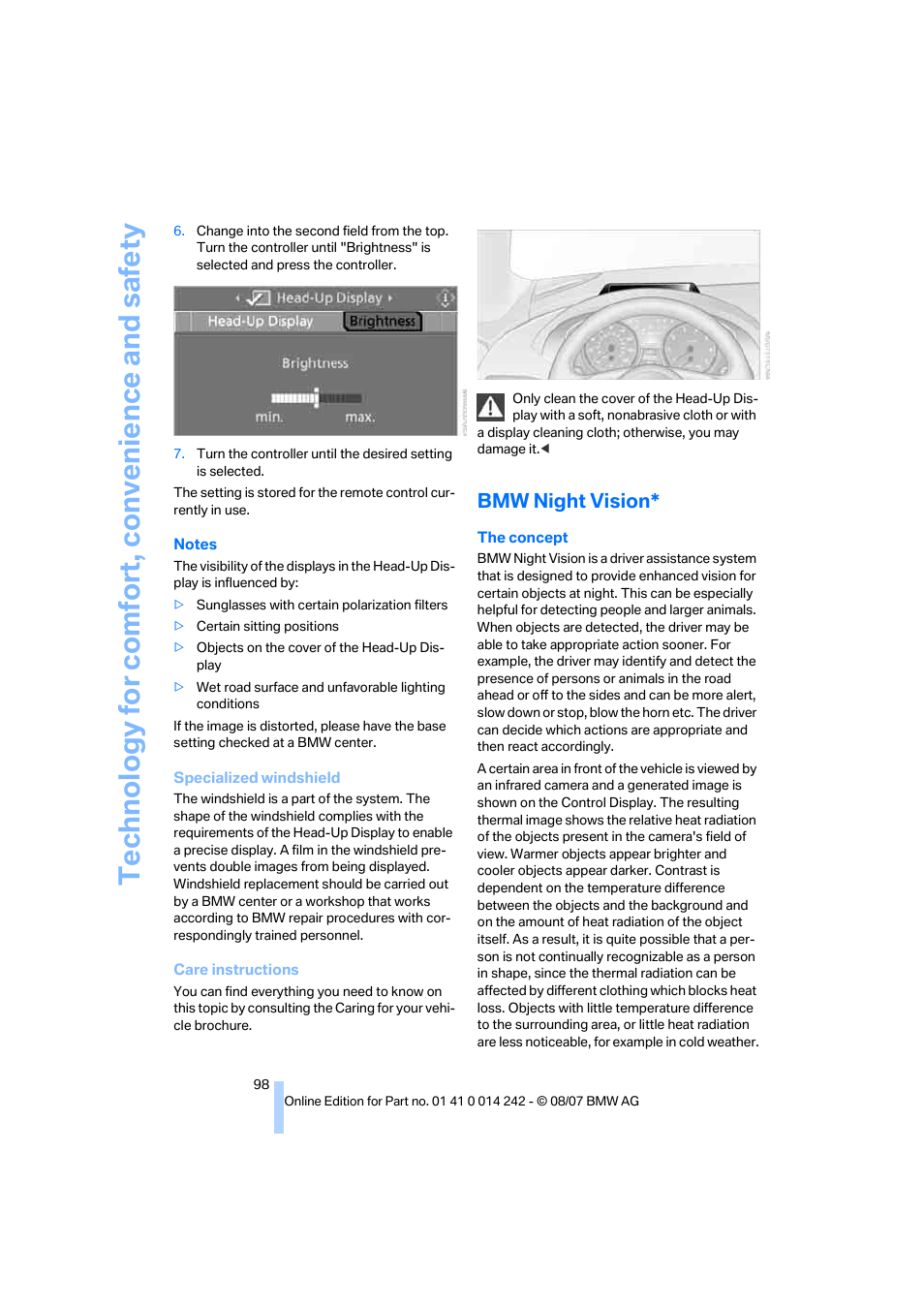 Bmw night vision | BMW 650i Convertible 2008 User Manual | Page 100 / 264