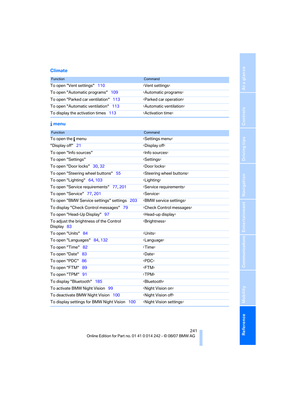 BMW 650i Convertible 2008 User Manual | Page 243 / 264