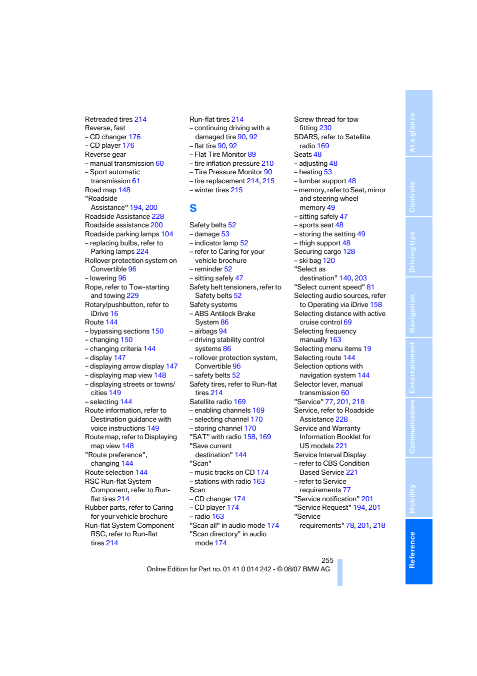 BMW 650i Convertible 2008 User Manual | Page 257 / 264