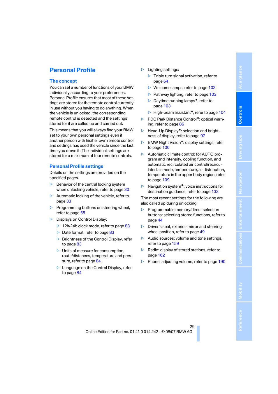 Personal profile | BMW 650i Convertible 2008 User Manual | Page 31 / 264