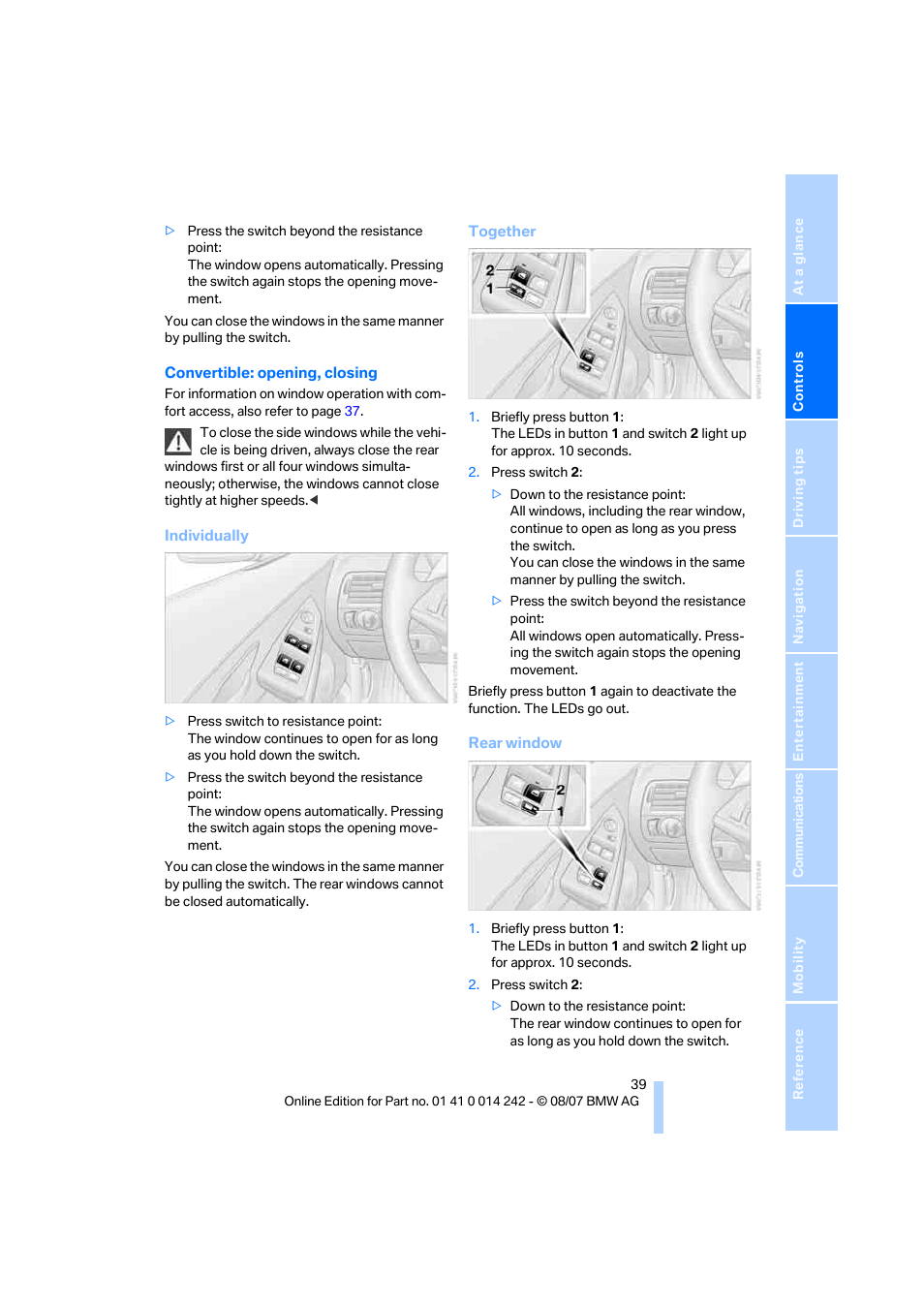 BMW 650i Convertible 2008 User Manual | Page 41 / 264