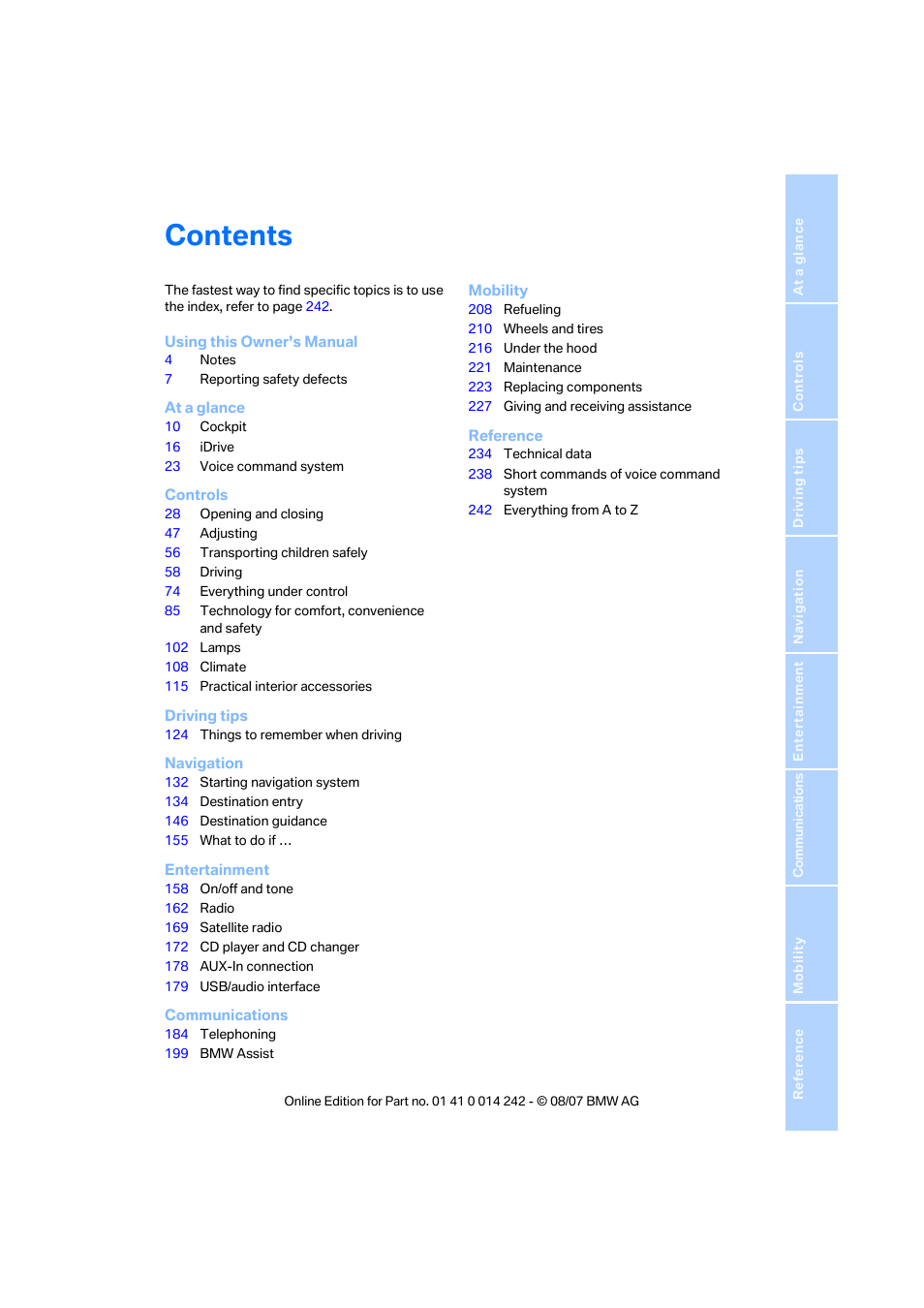 BMW 650i Convertible 2008 User Manual | Page 5 / 264