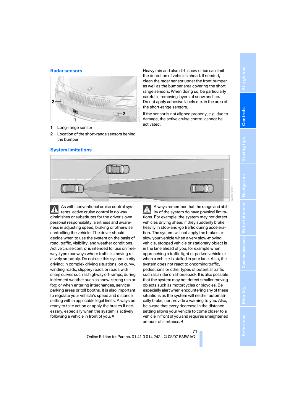 BMW 650i Convertible 2008 User Manual | Page 73 / 264