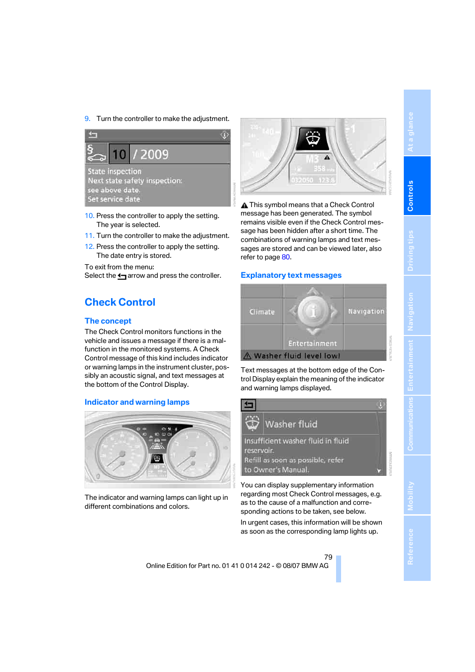 Check control, T check control f | BMW 650i Convertible 2008 User Manual | Page 81 / 264