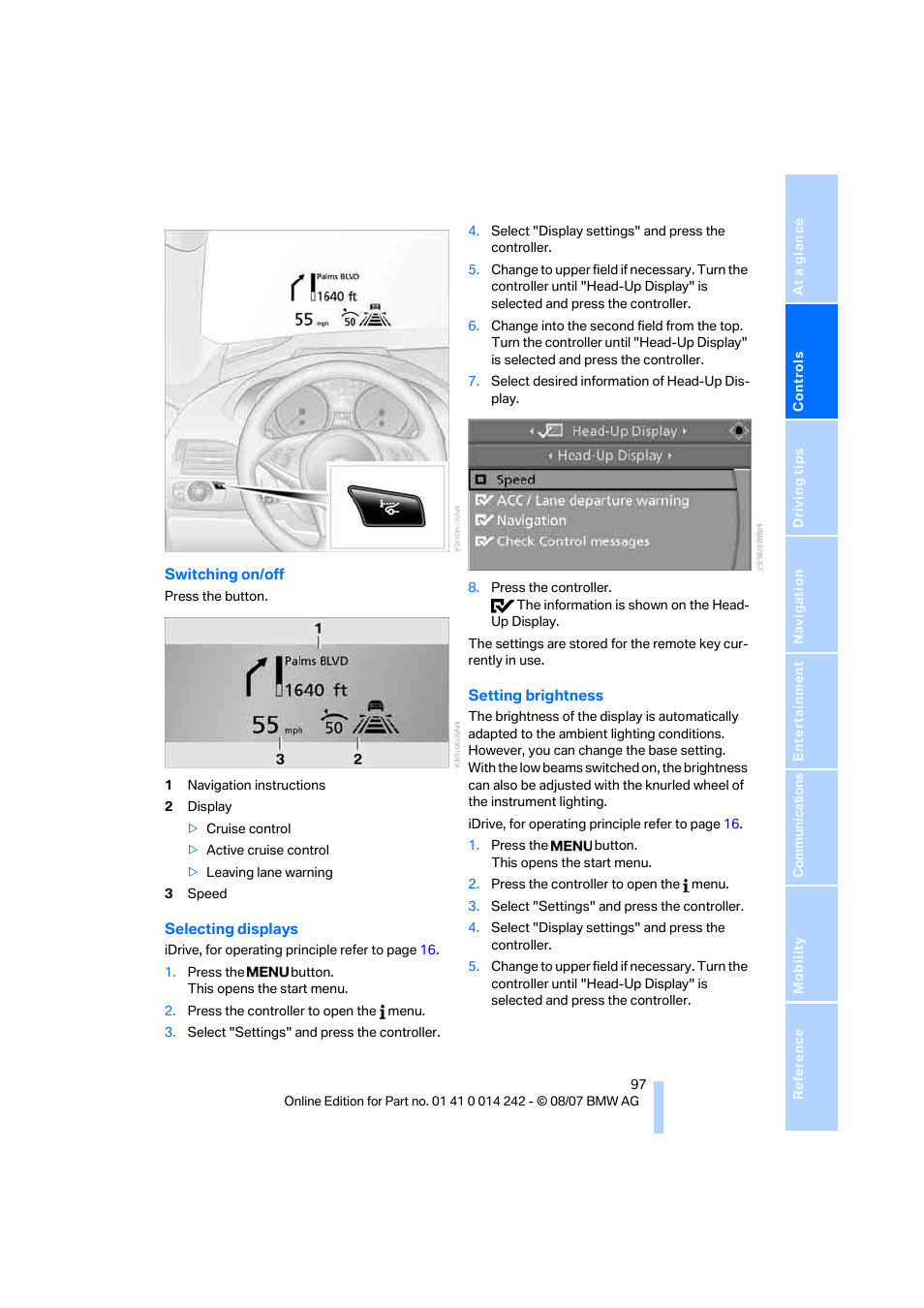 BMW 650i Convertible 2008 User Manual | Page 99 / 264