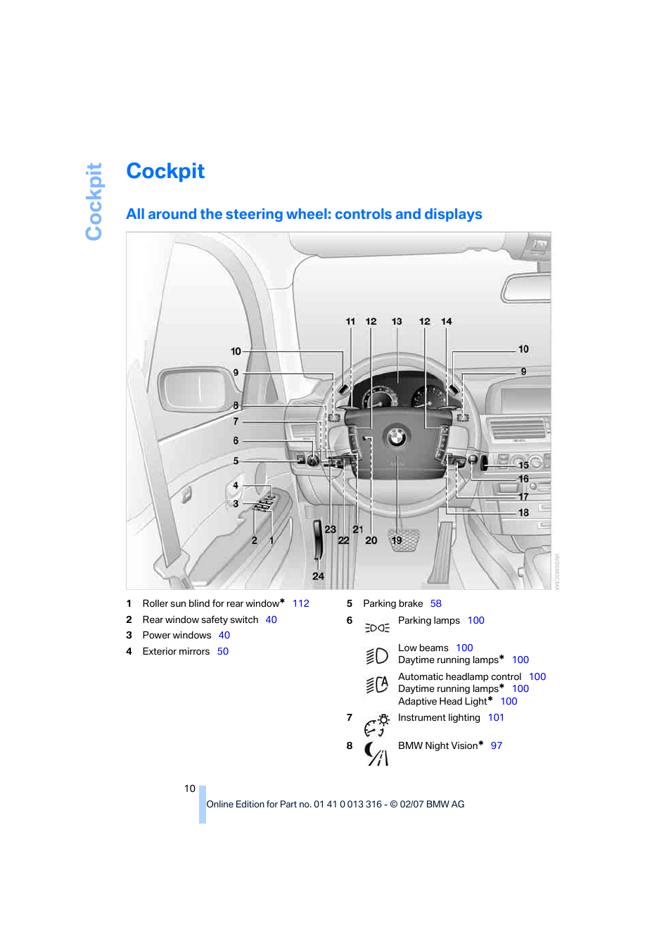 Cockpit | BMW 760Li Sedan 2008 User Manual | Page 12 / 254