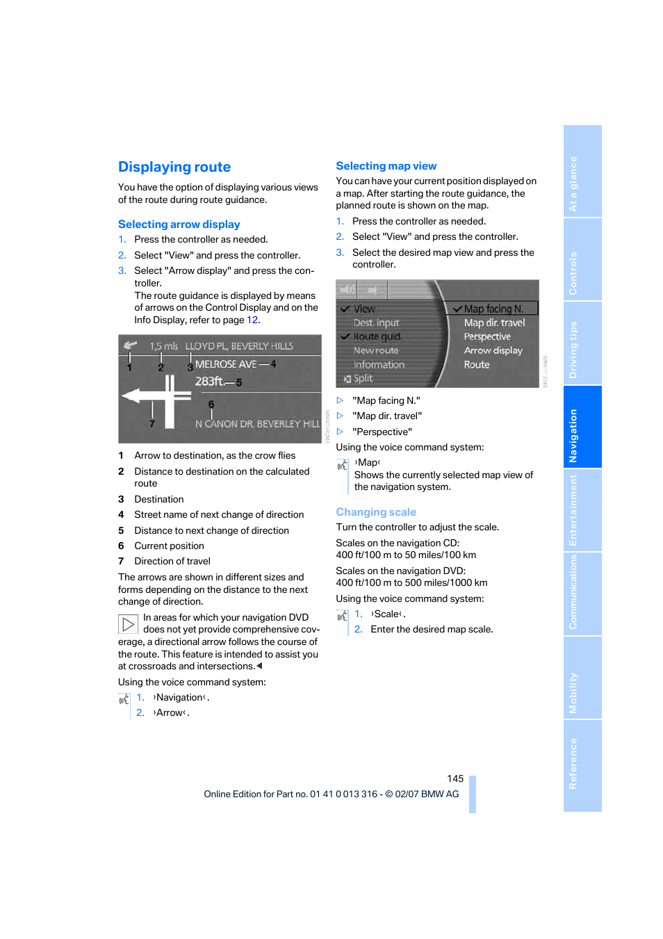 Displaying route | BMW 760Li Sedan 2008 User Manual | Page 147 / 254