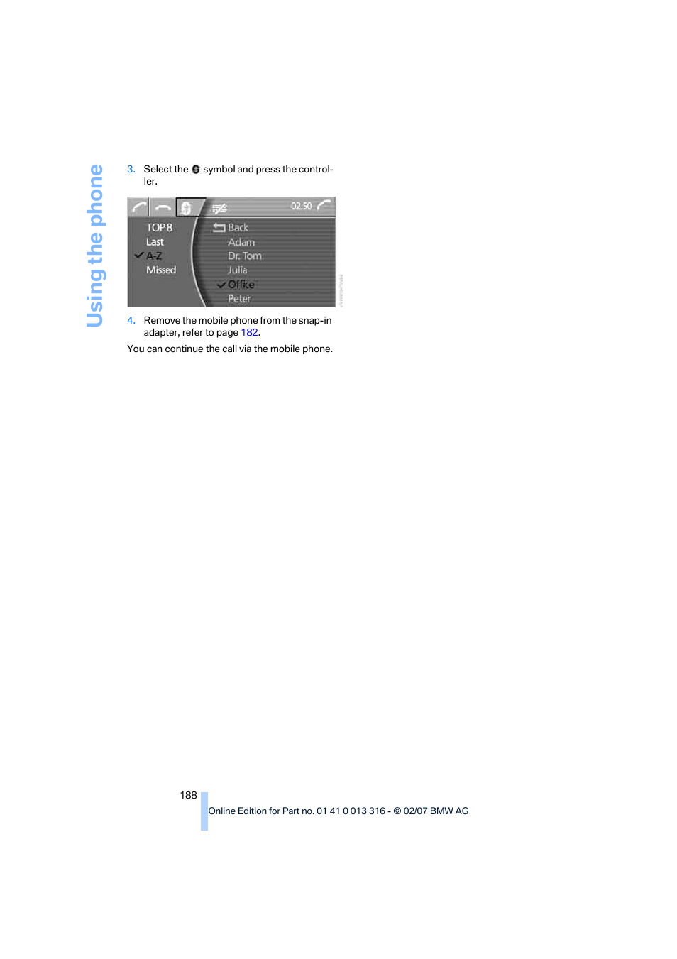 BMW 760Li Sedan 2008 User Manual | Page 190 / 254