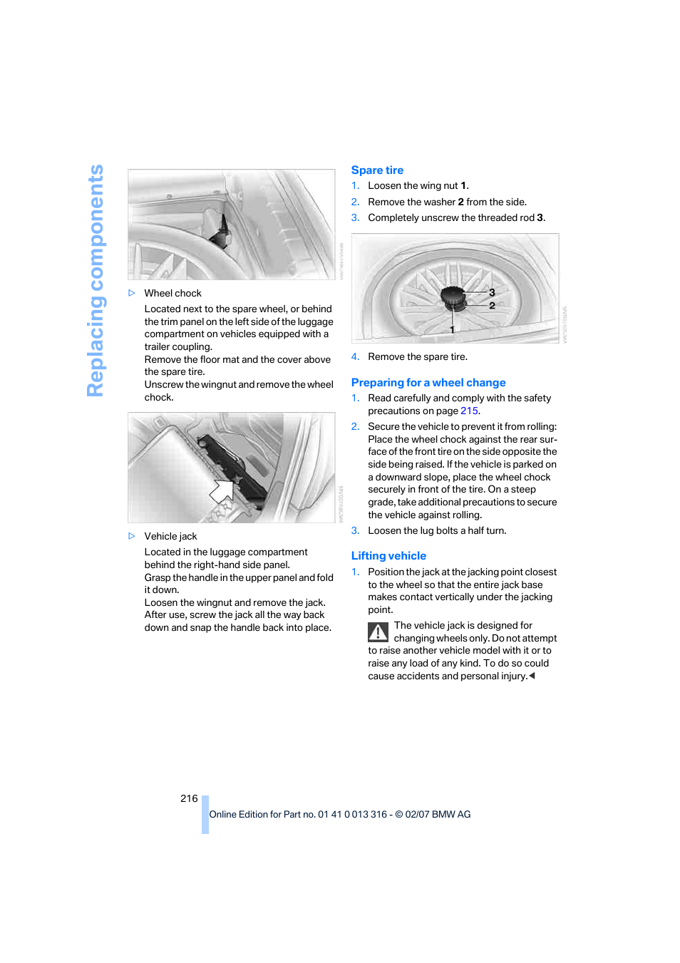 Replacing components | BMW 760Li Sedan 2008 User Manual | Page 218 / 254