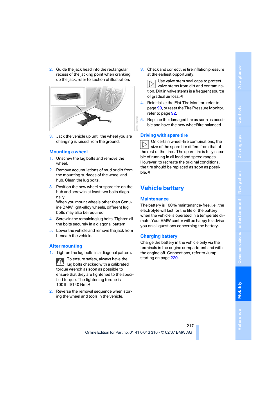 Vehicle battery | BMW 760Li Sedan 2008 User Manual | Page 219 / 254