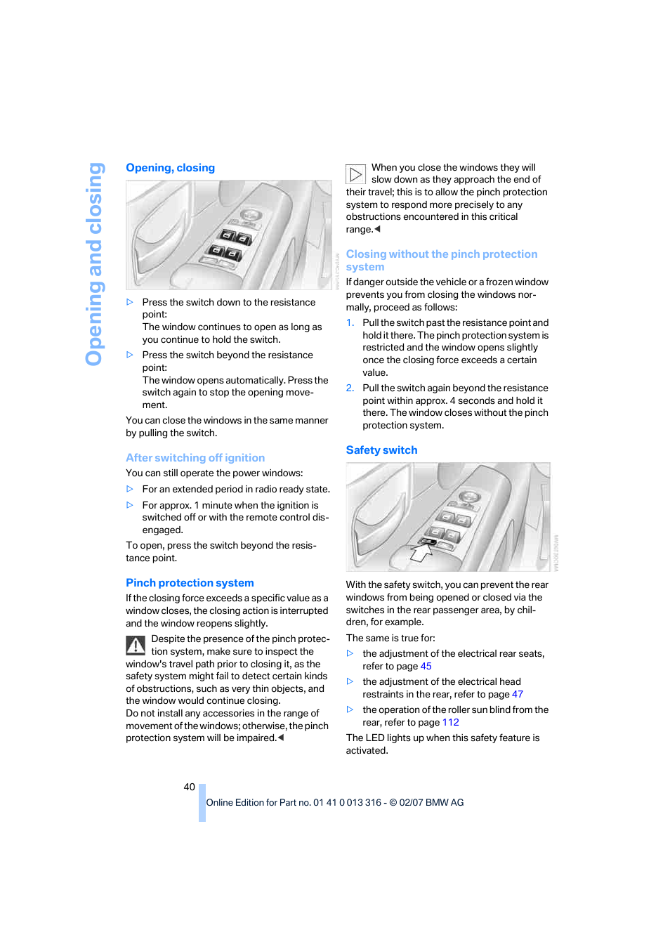 Opening and closing | BMW 760Li Sedan 2008 User Manual | Page 42 / 254