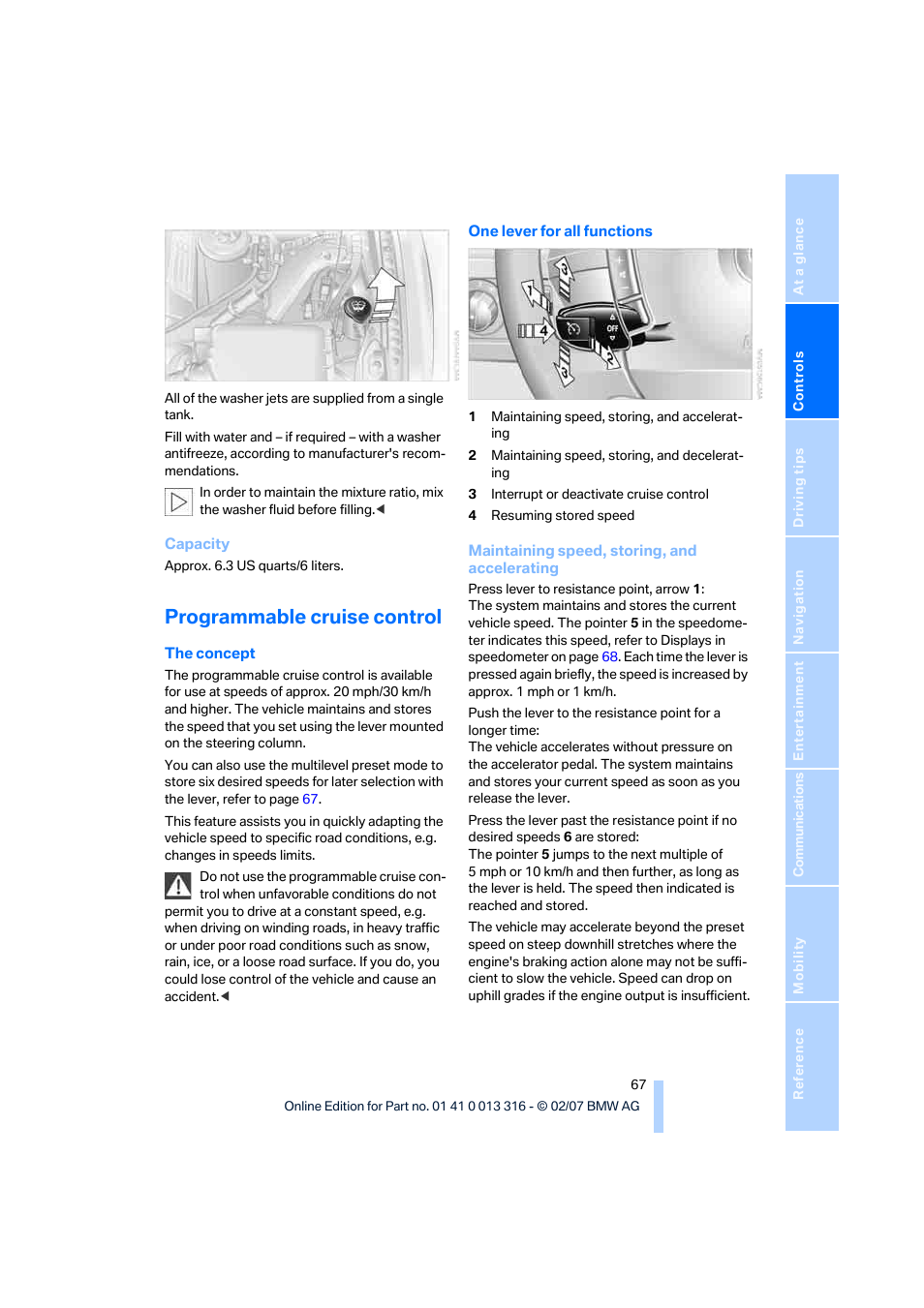 Programmable cruise control | BMW 760Li Sedan 2008 User Manual | Page 69 / 254