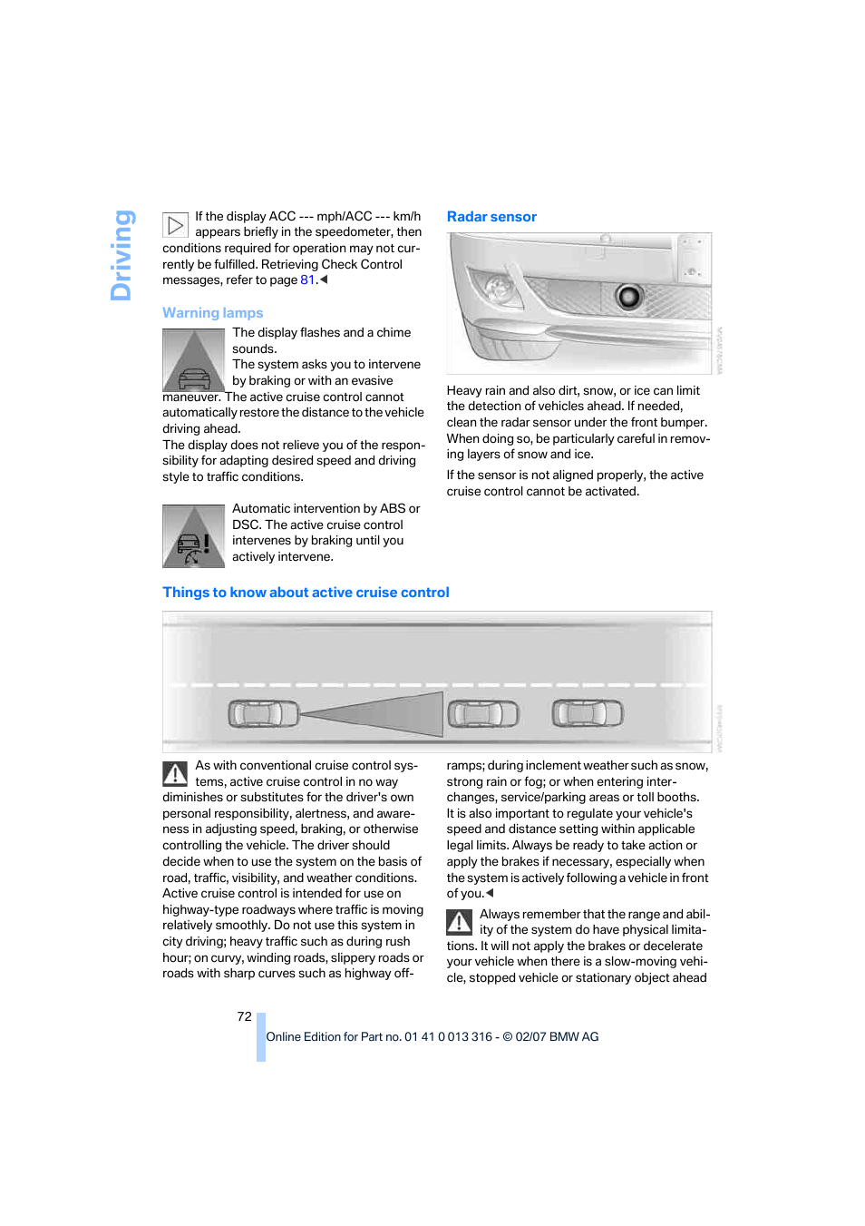 Driving | BMW 760Li Sedan 2008 User Manual | Page 74 / 254