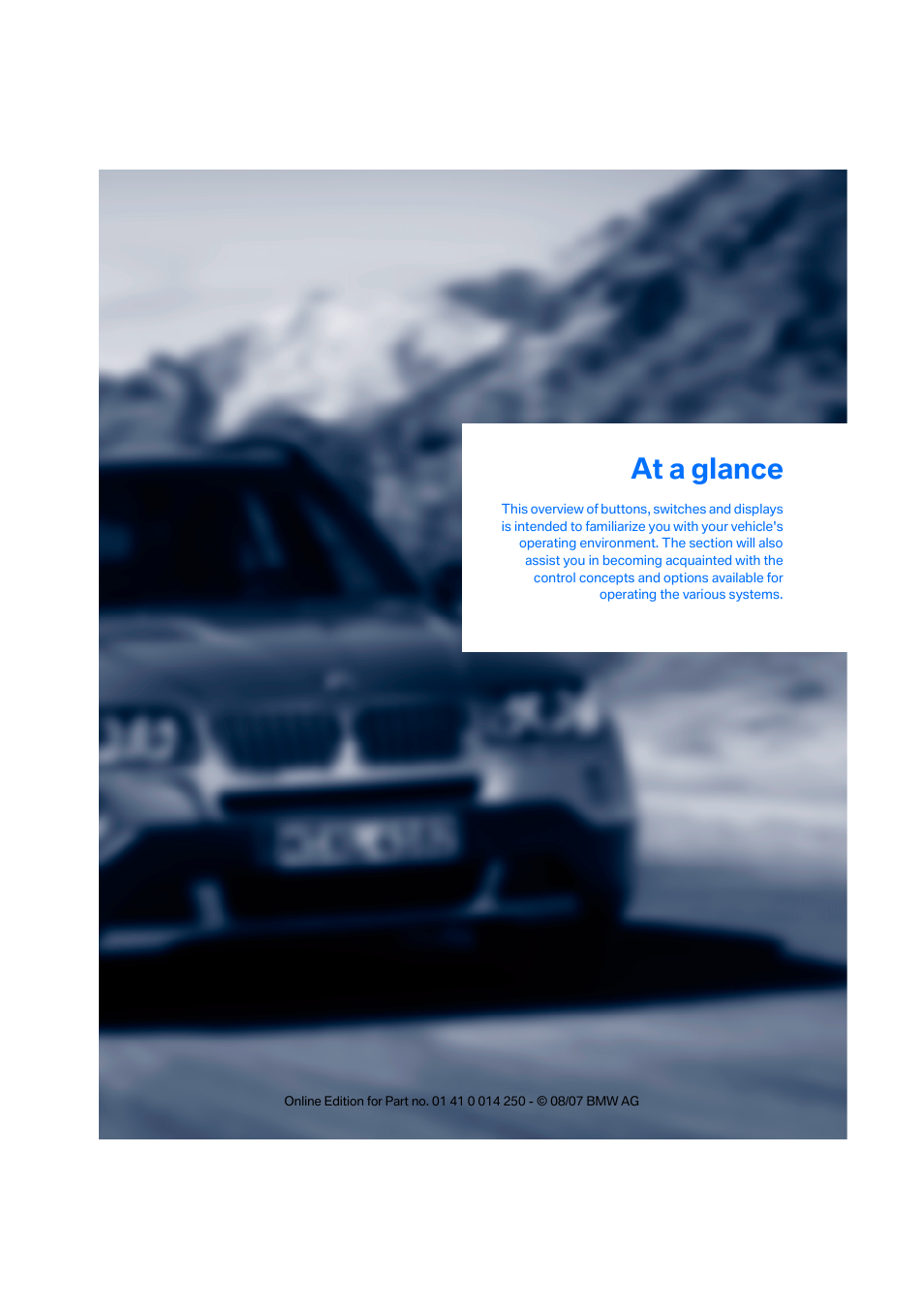 At a glance | BMW X3 3.0si 2008 User Manual | Page 11 / 140