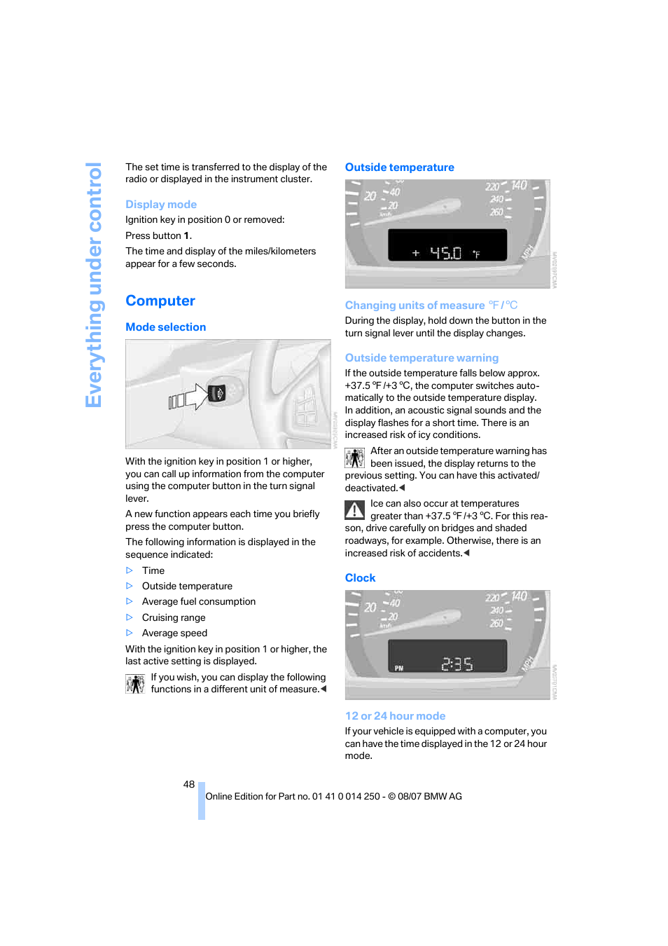 Computer, Eve ryth ing un de r co nt rol | BMW X3 3.0si 2008 User Manual | Page 50 / 140