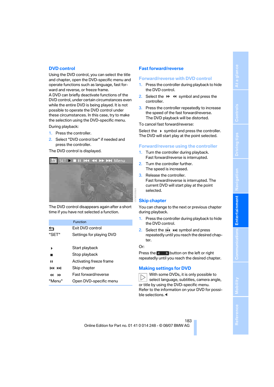 BMW X5 4.8i 2008 User Manual | Page 185 / 292