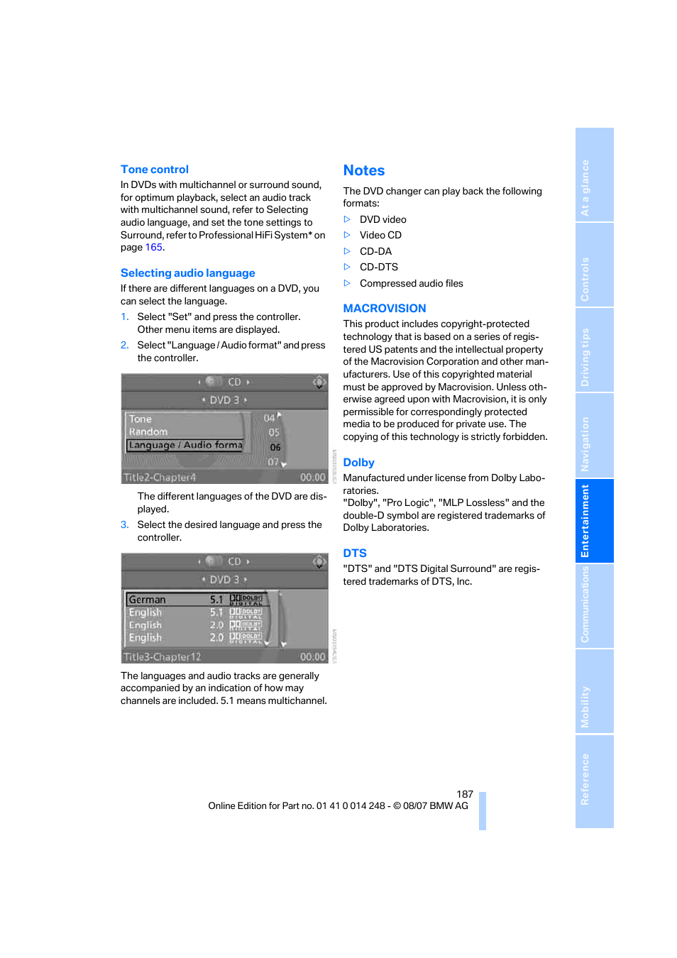 Notes | BMW X5 4.8i 2008 User Manual | Page 189 / 292