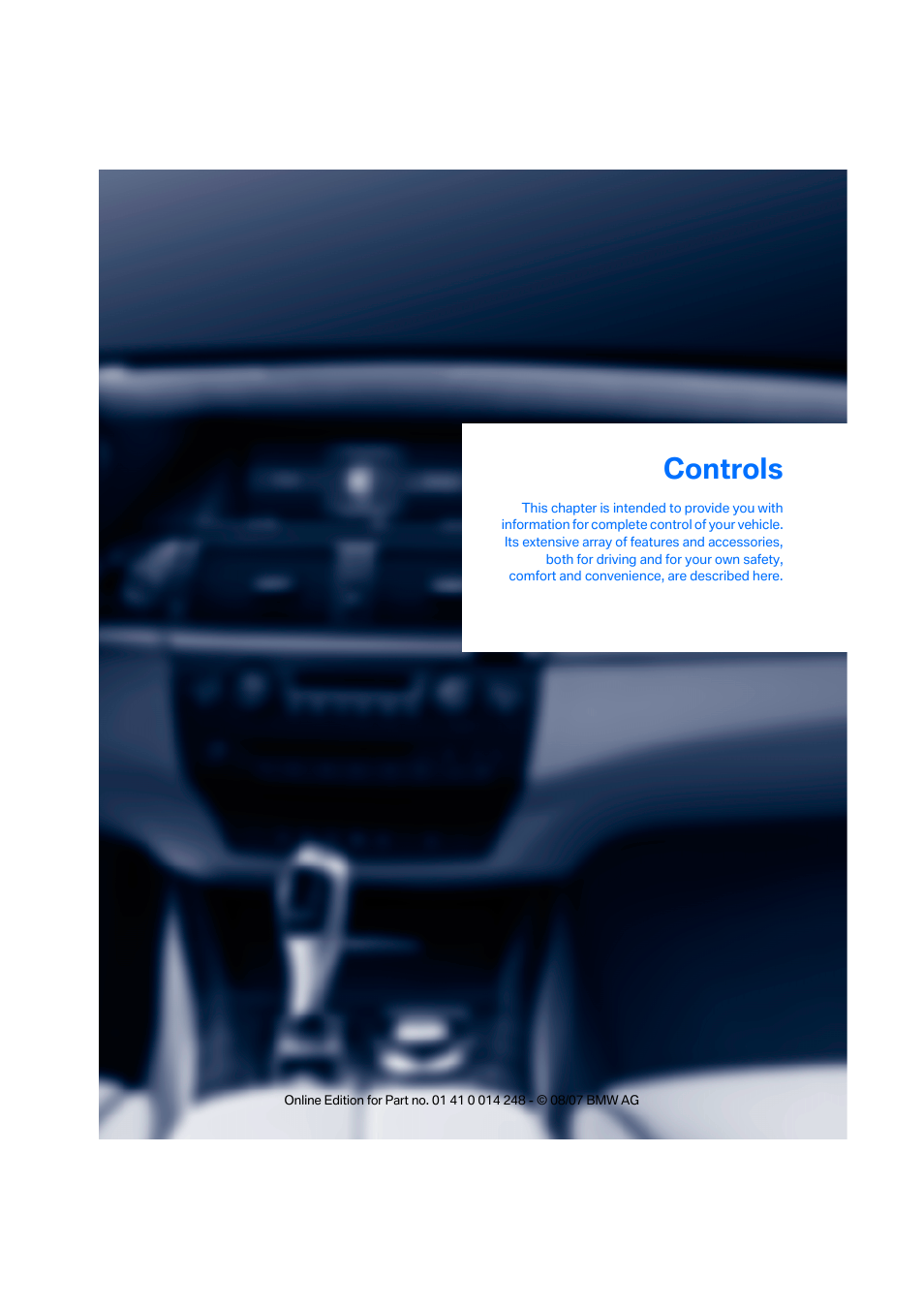 Controls | BMW X5 4.8i 2008 User Manual | Page 29 / 292