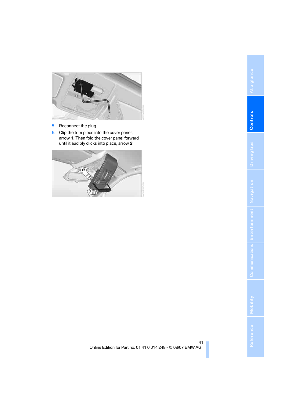 BMW X5 4.8i 2008 User Manual | Page 43 / 292