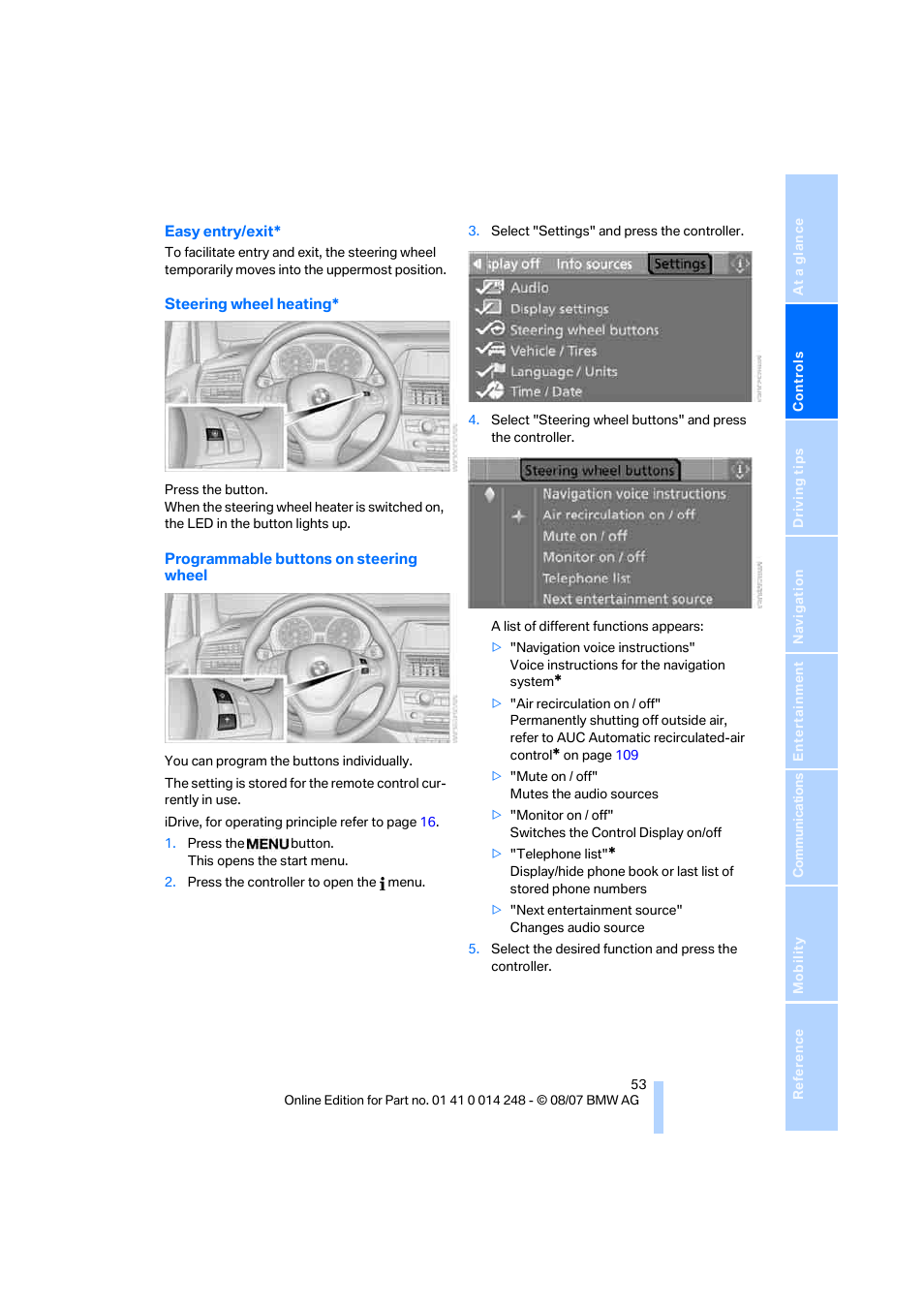 BMW X5 4.8i 2008 User Manual | Page 55 / 292