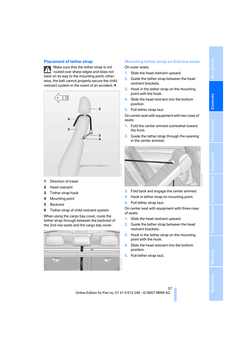 BMW X5 4.8i 2008 User Manual | Page 59 / 292