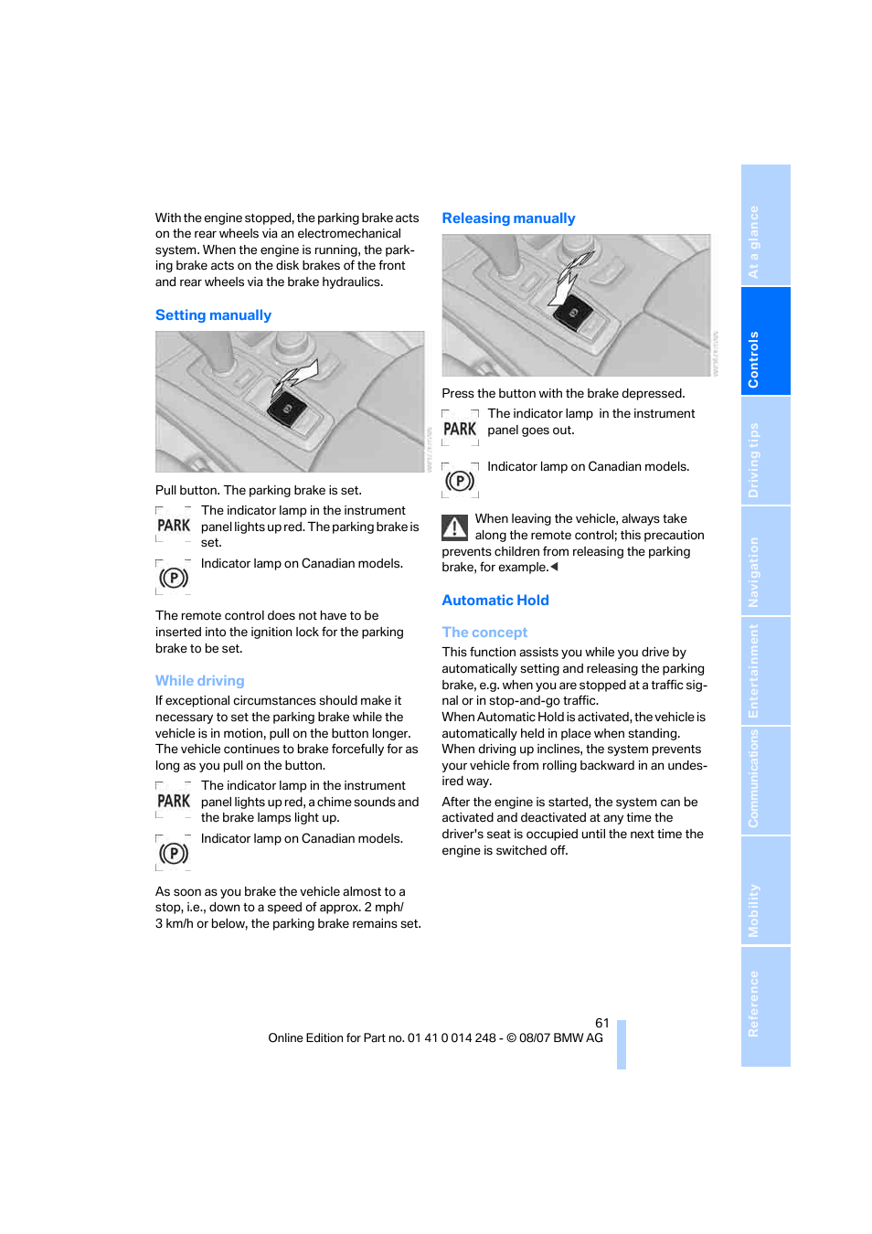 BMW X5 4.8i 2008 User Manual | Page 63 / 292