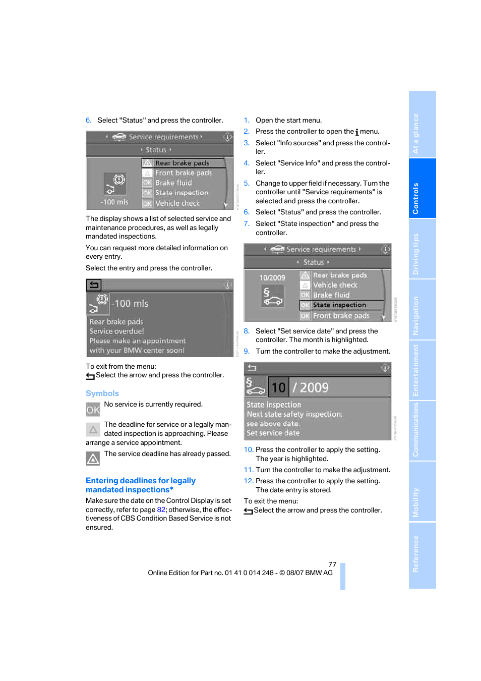 BMW X5 4.8i 2008 User Manual | Page 79 / 292