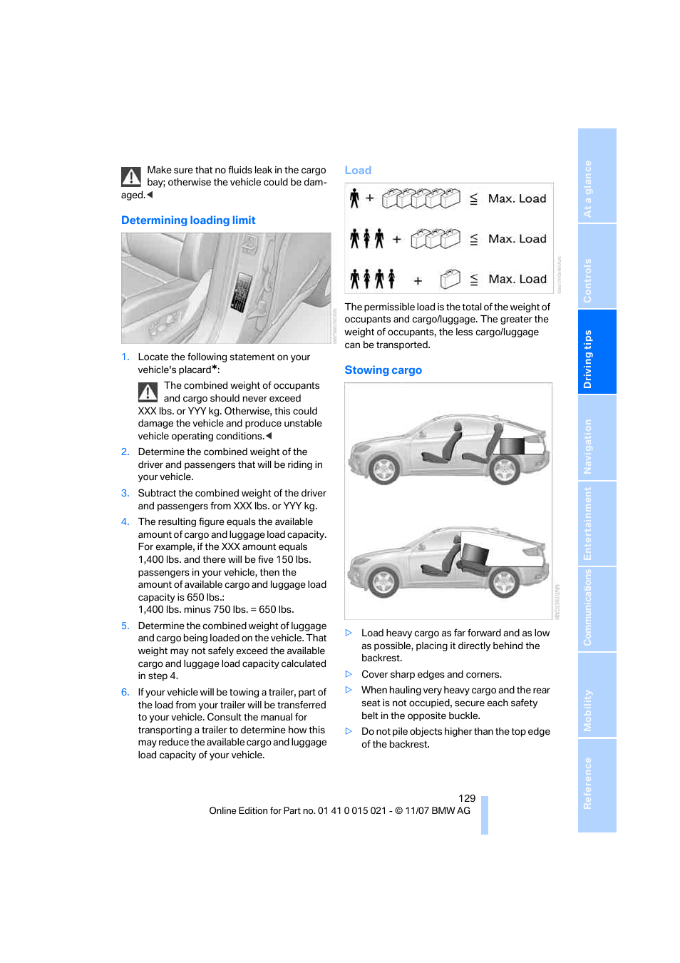 BMW X6 xDrive50i 2008 User Manual | Page 131 / 288