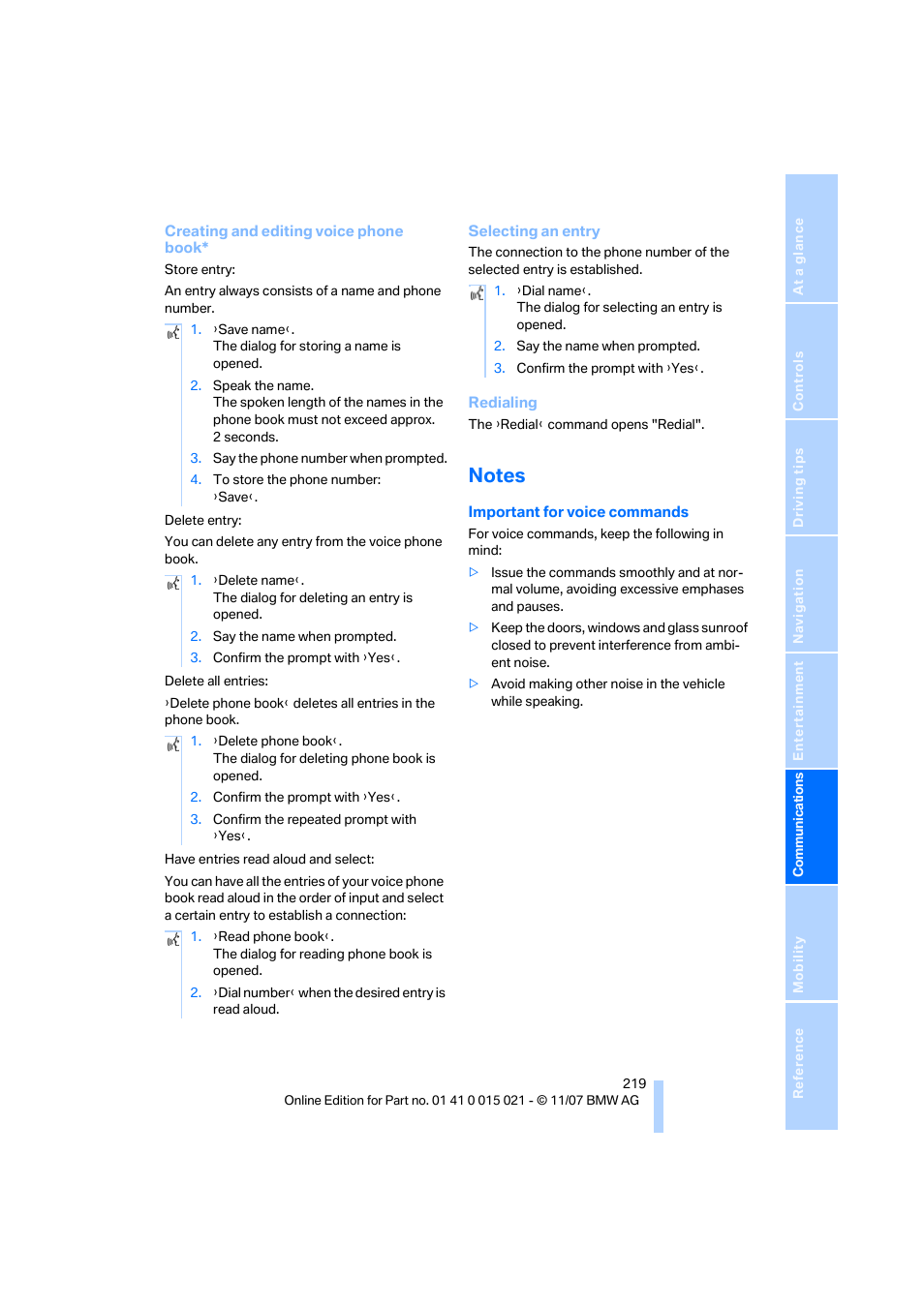 Notes | BMW X6 xDrive50i 2008 User Manual | Page 221 / 288