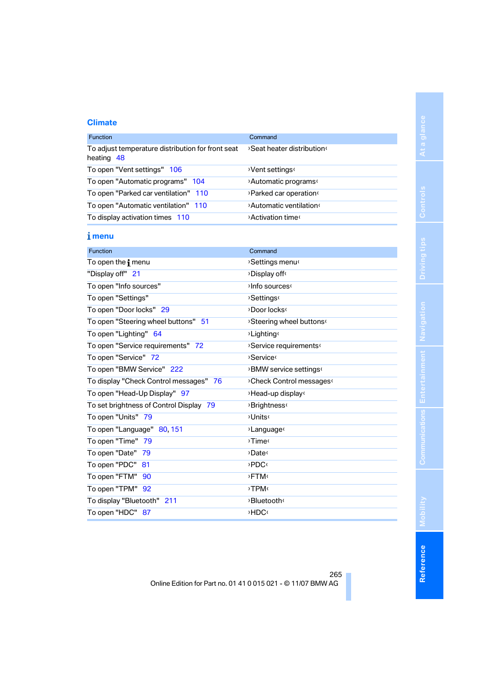 BMW X6 xDrive50i 2008 User Manual | Page 267 / 288