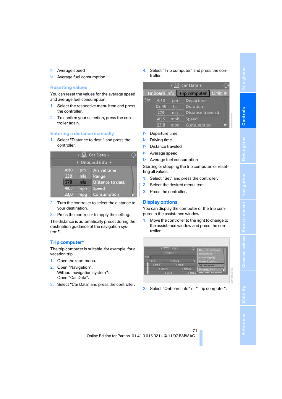 BMW X6 xDrive50i 2008 User Manual | Page 73 / 288