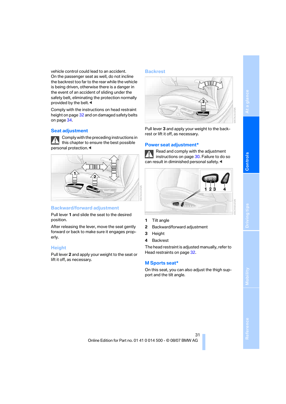 BMW Z4 Roadster 3.0si 2008 User Manual | Page 33 / 132