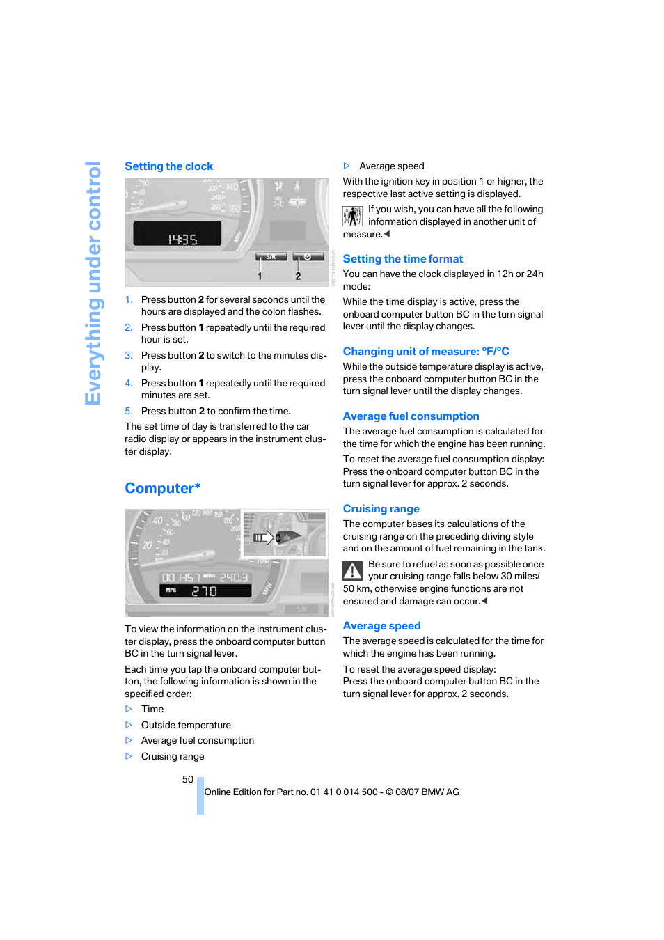Computer, Eve ryth ing un de r co nt rol | BMW Z4 Roadster 3.0si 2008 User Manual | Page 52 / 132