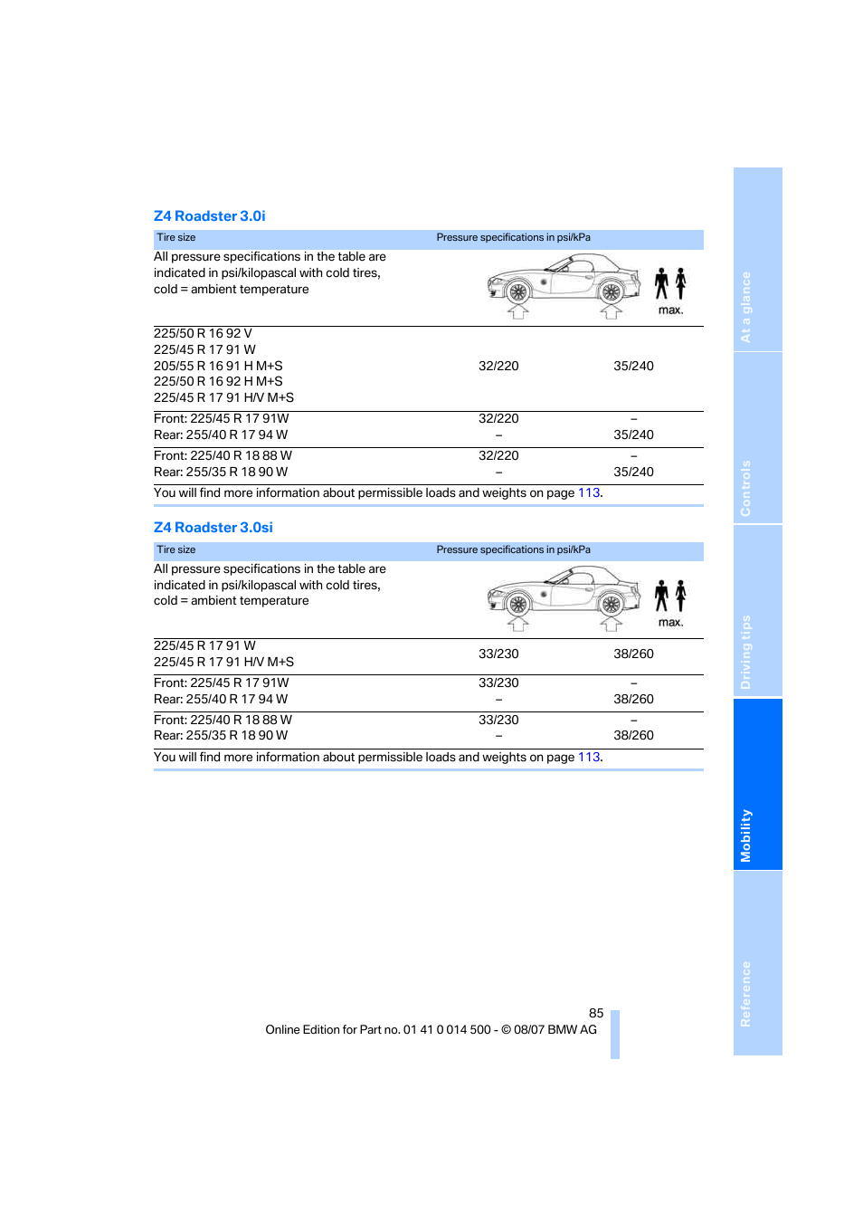 BMW Z4 Roadster 3.0si 2008 User Manual | Page 87 / 132