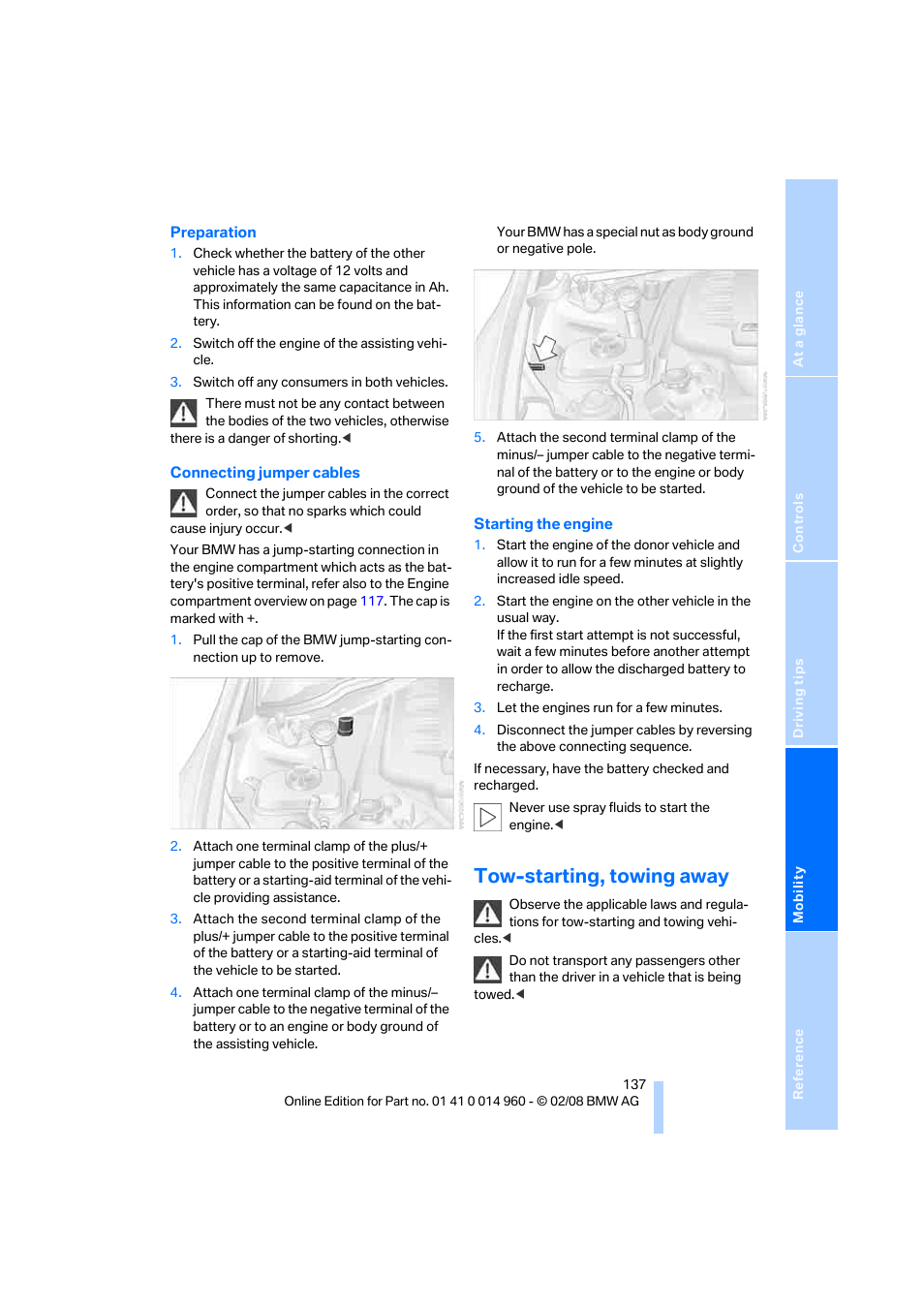 Tow-starting, towing away | BMW M3 Convertible 2008 User Manual | Page 139 / 172